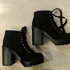 Black lace up booties